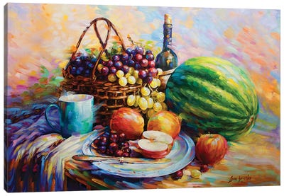 Fruits And Wine Canvas Art Print - Leon Devenice