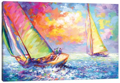 Sailboats Racing Canvas Art Print - Leon Devenice