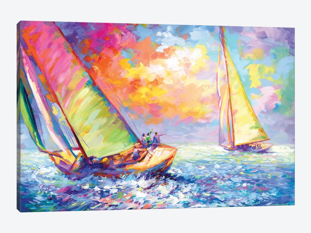 Sailboats Racing by Leon Devenice 1-piece Canvas Wall Art