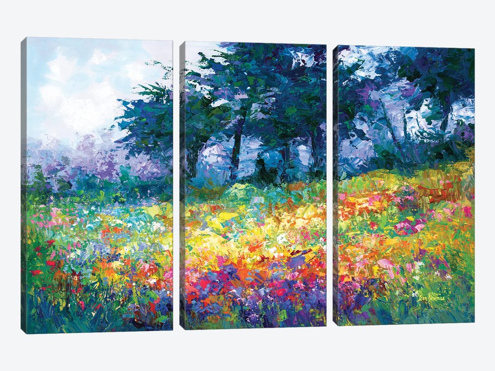 Wildflowers In Bloom by Leon Devenice 3-piece Canvas Artwork
