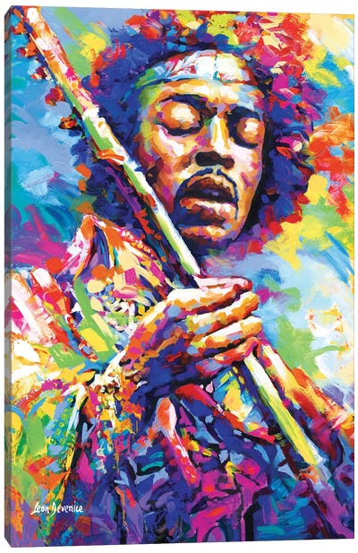 Jimi Hendrix Iii Canvas Art Print - Leon Devenice