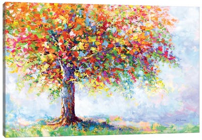 Colorful Tree Of Life Canvas Art Print - Current Day Impressionism Art