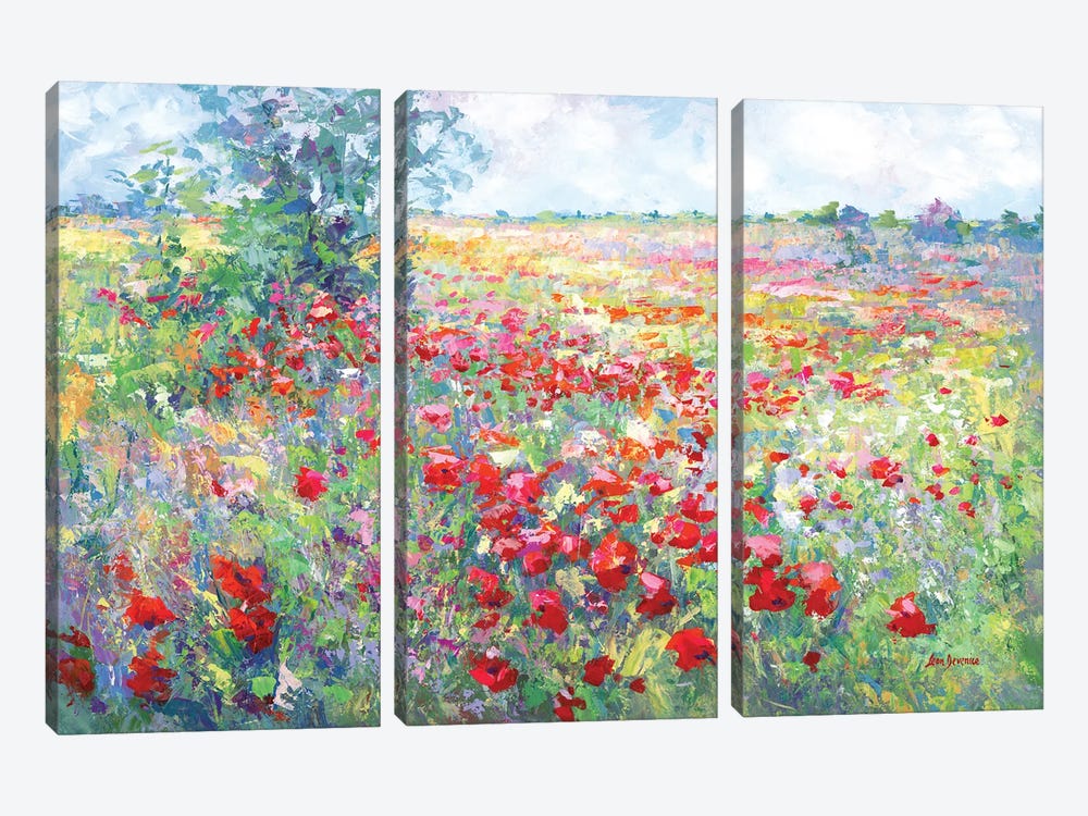 Tuscan Wildflower Field by Leon Devenice 3-piece Canvas Art Print