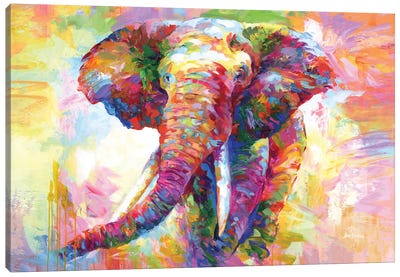 Colorful Elephant Canvas Art Print - Leon Devenice