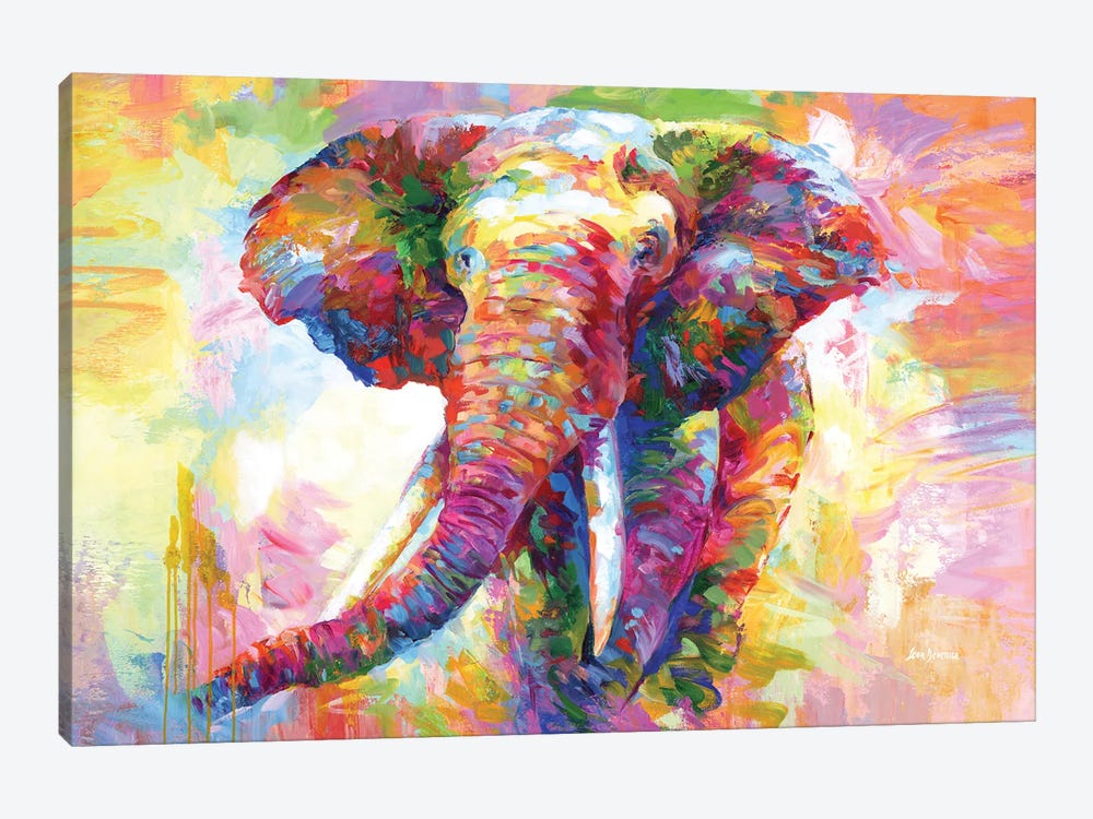 Colorful Elephant by Leon Devenice 1-piece Canvas Wall Art