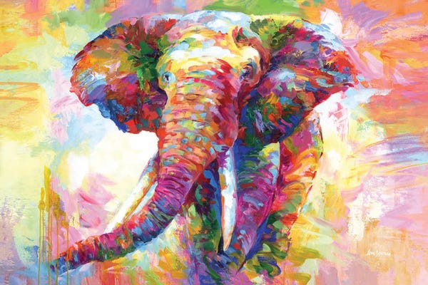 Elephants: Colorful Elephant by Leon Devenice
