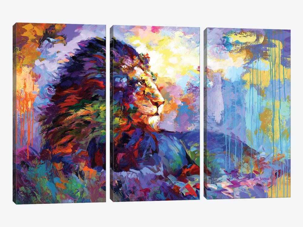 Lion by Leon Devenice 3-piece Canvas Art Print