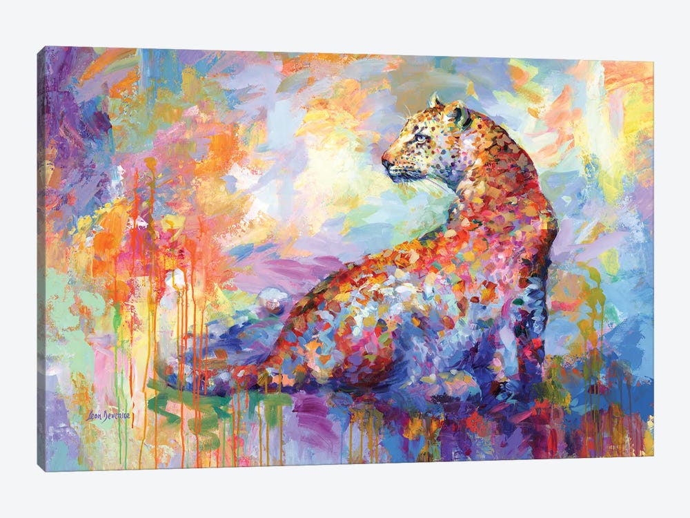 Colorful Leopard by Leon Devenice 1-piece Canvas Art