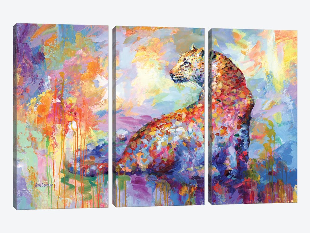 Colorful Leopard by Leon Devenice 3-piece Canvas Art