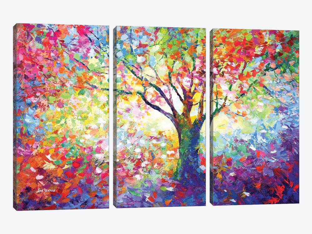 Colorful Tree Of Life II by Leon Devenice 3-piece Canvas Print