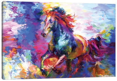 Colorful Abstract Horse Canvas Art Print - Leon Devenice