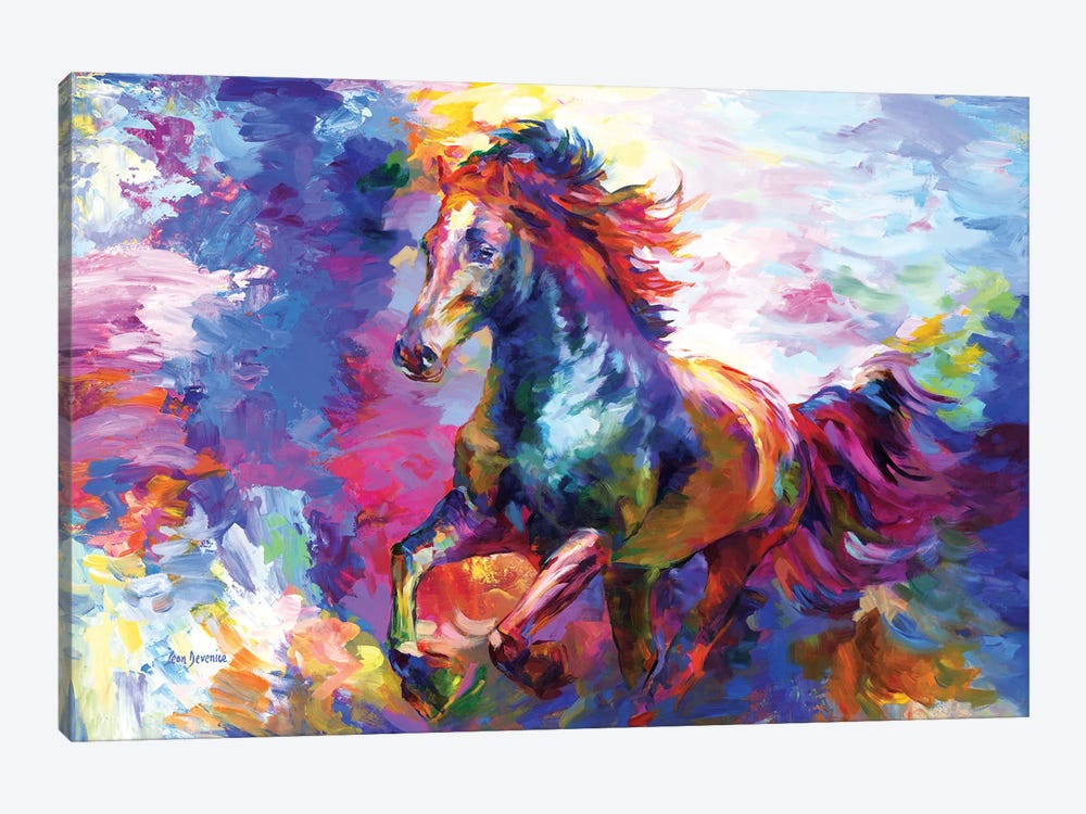 Colorful Abstract Horse by Leon Devenice 1-piece Canvas Art Print