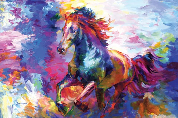 Horses: Colorful Abstract Horse by Leon Devenice