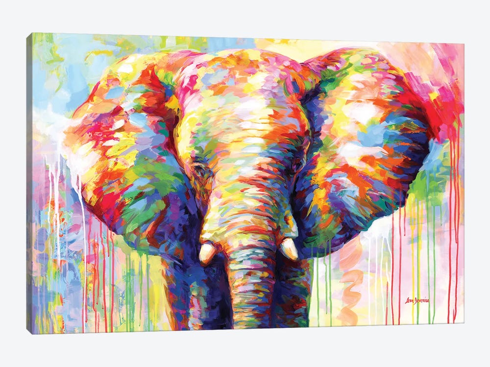 Colorful Elephant II by Leon Devenice 1-piece Canvas Art Print