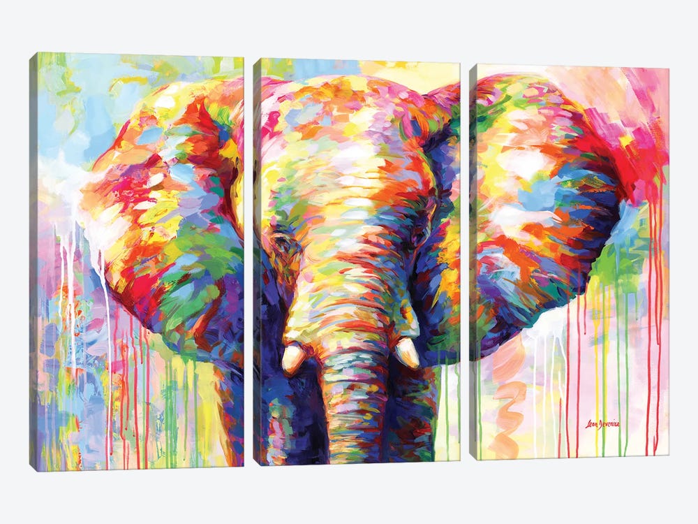 Colorful Elephant II by Leon Devenice 3-piece Canvas Print