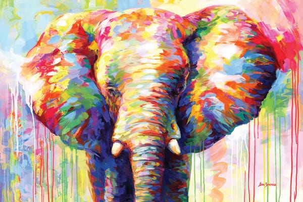 Elephants: Colorful Elephant II by Leon Devenice