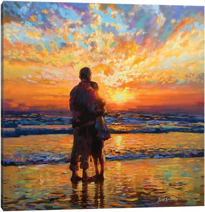 A New Beginning Canvas Art Print - Beach Sunrise & Sunset Art