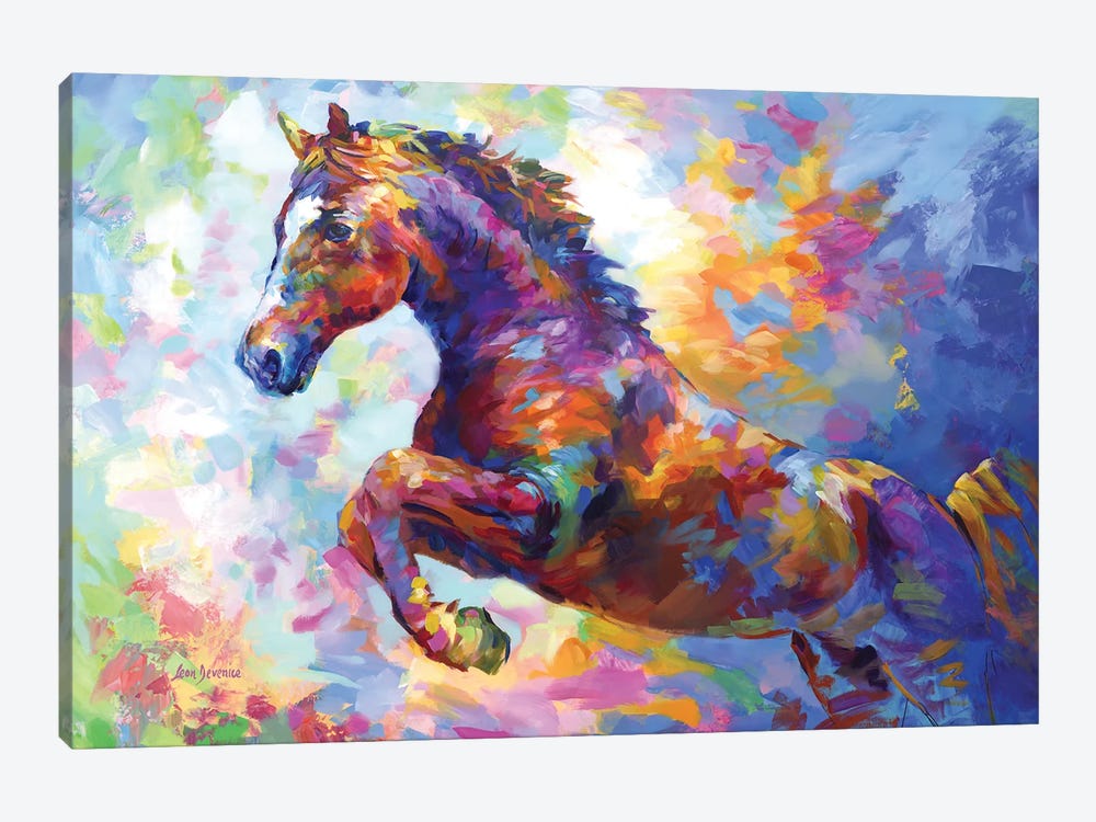 Colorful Horse by Leon Devenice 1-piece Canvas Art