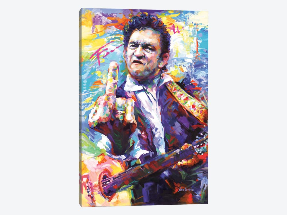Johnny Cash II by Leon Devenice 1-piece Canvas Artwork