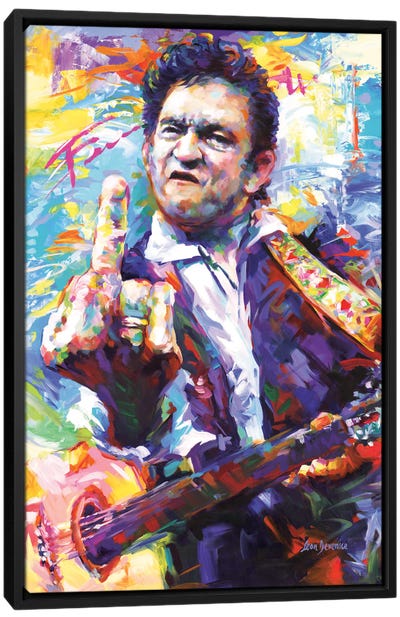 Johnny Cash II Canvas Art Print - Music Art