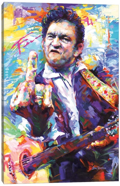 Johnny Cash II Canvas Art Print - Male Portrait Art