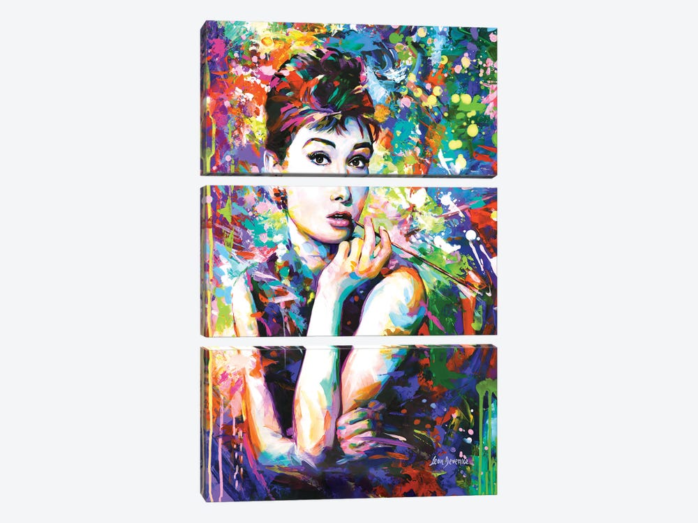 Audrey Hepburn by Leon Devenice 3-piece Canvas Wall Art