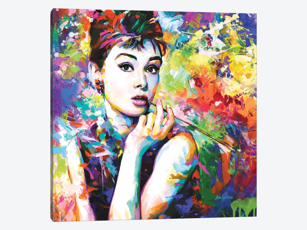 Audrey Hepburn II by Leon Devenice 1-piece Canvas Art Print