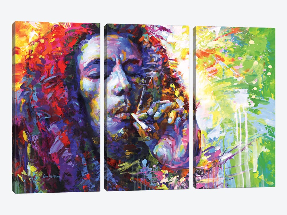Bob Marley II by Leon Devenice 3-piece Art Print