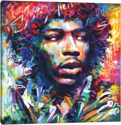 Jimi Hendrix IV Canvas Art Print - Leon Devenice