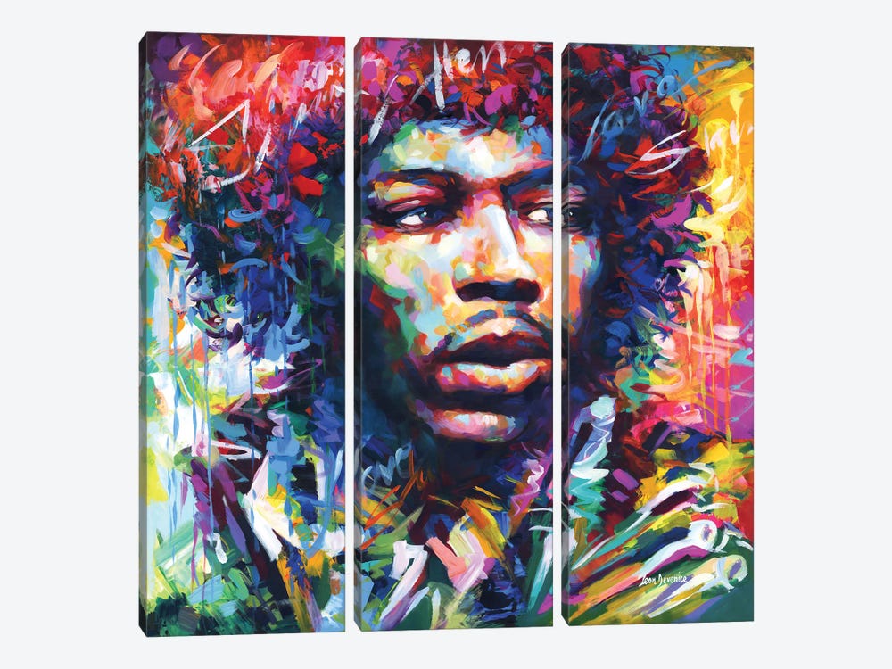 Jimi Hendrix IV by Leon Devenice 3-piece Art Print