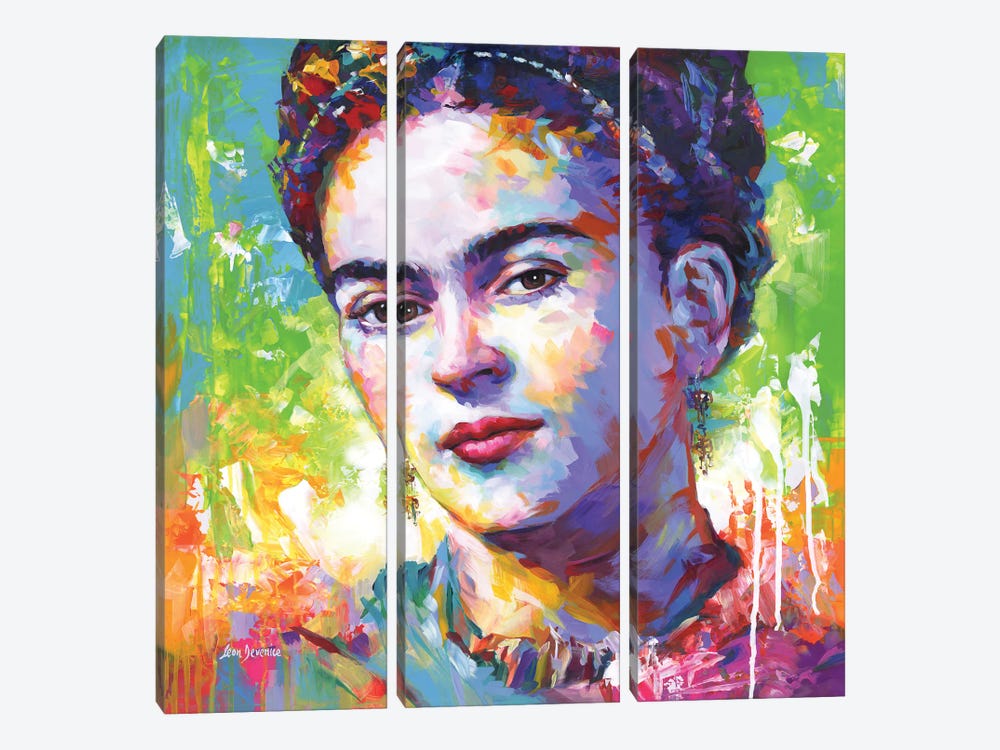 Frida Kahlo II by Leon Devenice 3-piece Canvas Art Print