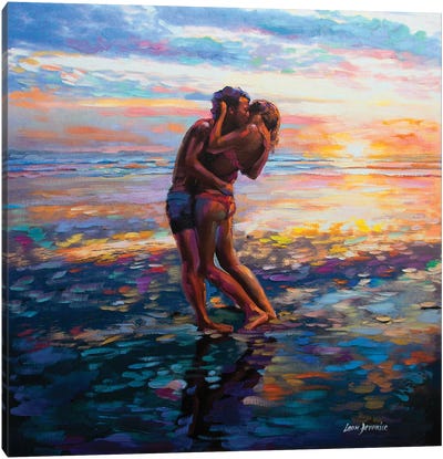 Kiss Me Again Canvas Art Print - Beach Sunrise & Sunset Art
