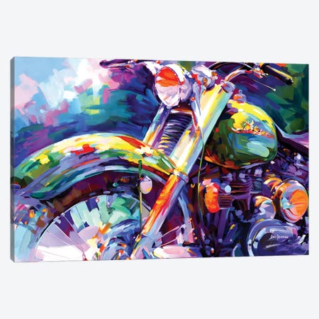Colorful Vintage Motorcycle Canvas Print #DVI439} by Leon Devenice Canvas Wall Art