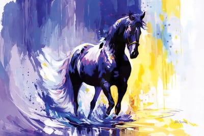 Horse In The Whispers Of The Wind by Leon Devenice framed canvas print