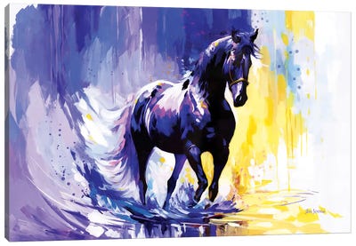Horse In The Whispers Of The Wind Canvas Art Print - Leon Devenice