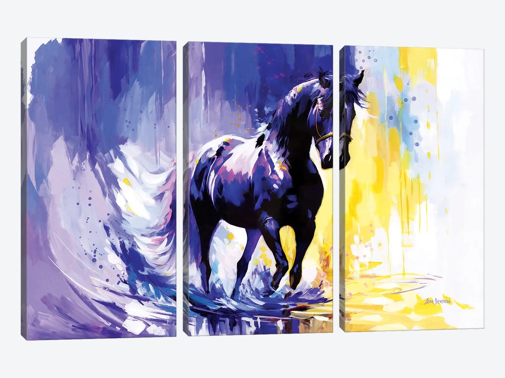 Horse In The Whispers Of The Wind by Leon Devenice 3-piece Canvas Print