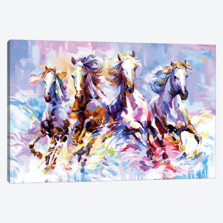 Horses On Waves Of Fantasy Canvas Print #DVI443} by Leon Devenice Canvas Print
