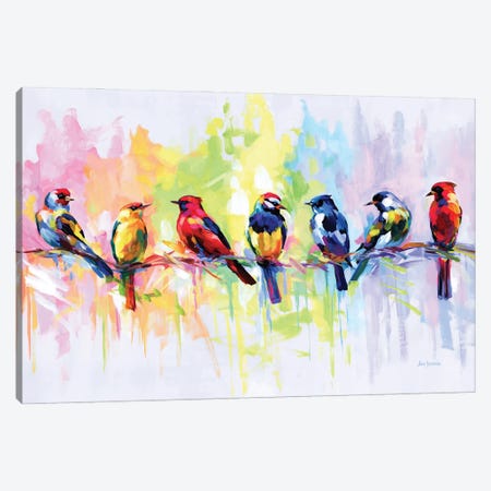 Seven Colorful Birds Canvas Print #DVI444} by Leon Devenice Canvas Art