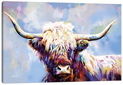 Highland Cow In Winter'S Serenity Canvas Art Print - Highland Cow Art