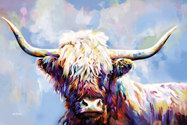 Leon Devenice: Highland Cow In Winter'S Serenity by Leon Devenice