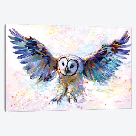 Owl's Whisper In The Winter Wind Canvas Print #DVI447} by Leon Devenice Canvas Artwork