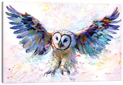 Owl's Whisper In The Winter Wind Canvas Art Print - Leon Devenice