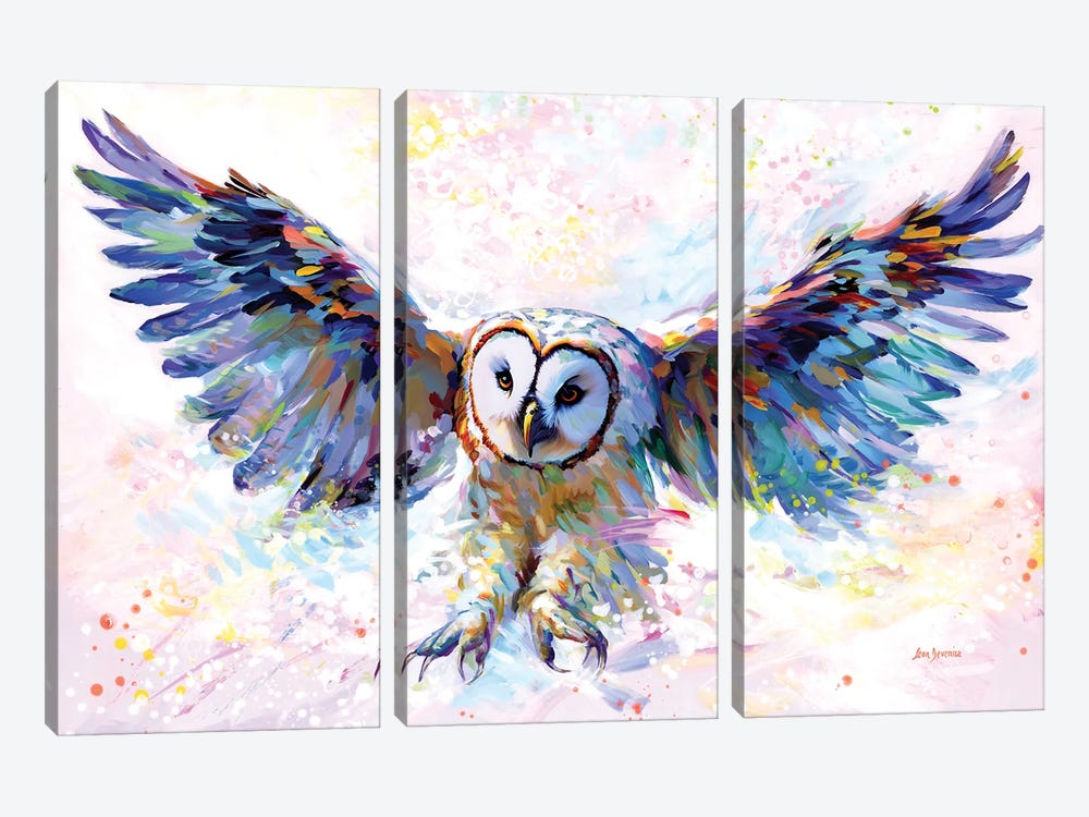 Owl's Whisper In The Winter Wind by Leon Devenice 3-piece Art Print
