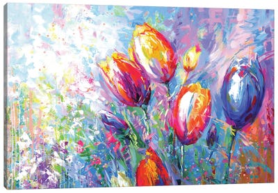 Colorful Tulips Canvas Art Print - Tulip Art
