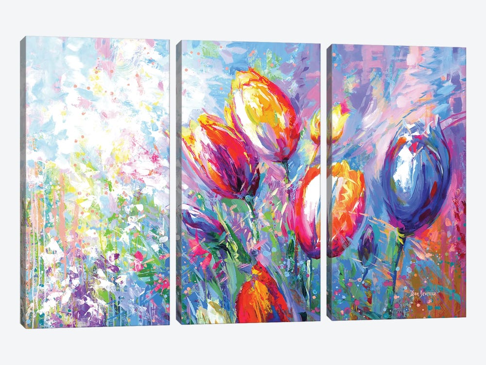 Colorful Tulips by Leon Devenice 3-piece Canvas Print