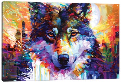 Wolf's Journey Leads To The City Canvas Art Print - Leon Devenice