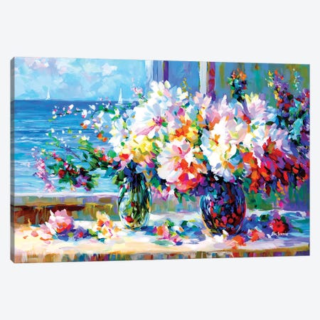 Blossoms By The Sea Canvas Print #DVI454} by Leon Devenice Art Print
