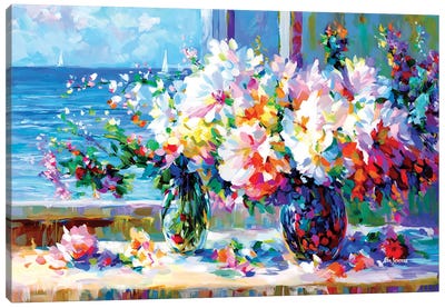 Blossoms By The Sea Canvas Art Print - Window Art