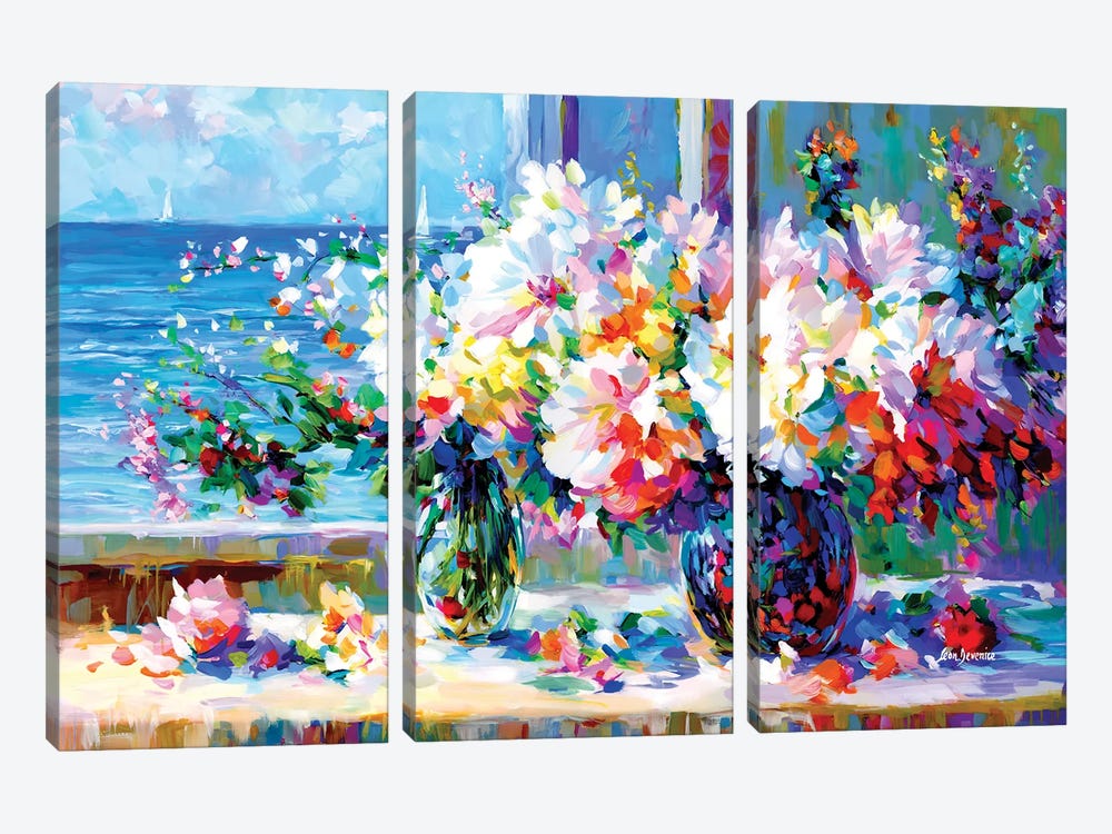 Blossoms By The Sea by Leon Devenice 3-piece Canvas Art Print