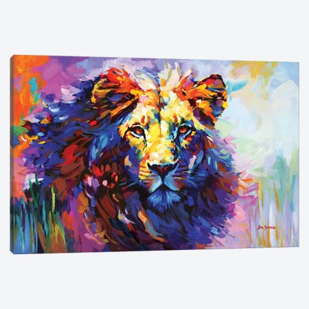 Majestic Lion Canvas Print #DVI455} by Leon Devenice Canvas Print